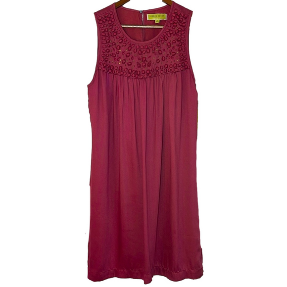 SIGRID OLSEN Signature Beaded Sequin Rosewood Viscose Sleeveless Dress Medium - Picture 13 of 15